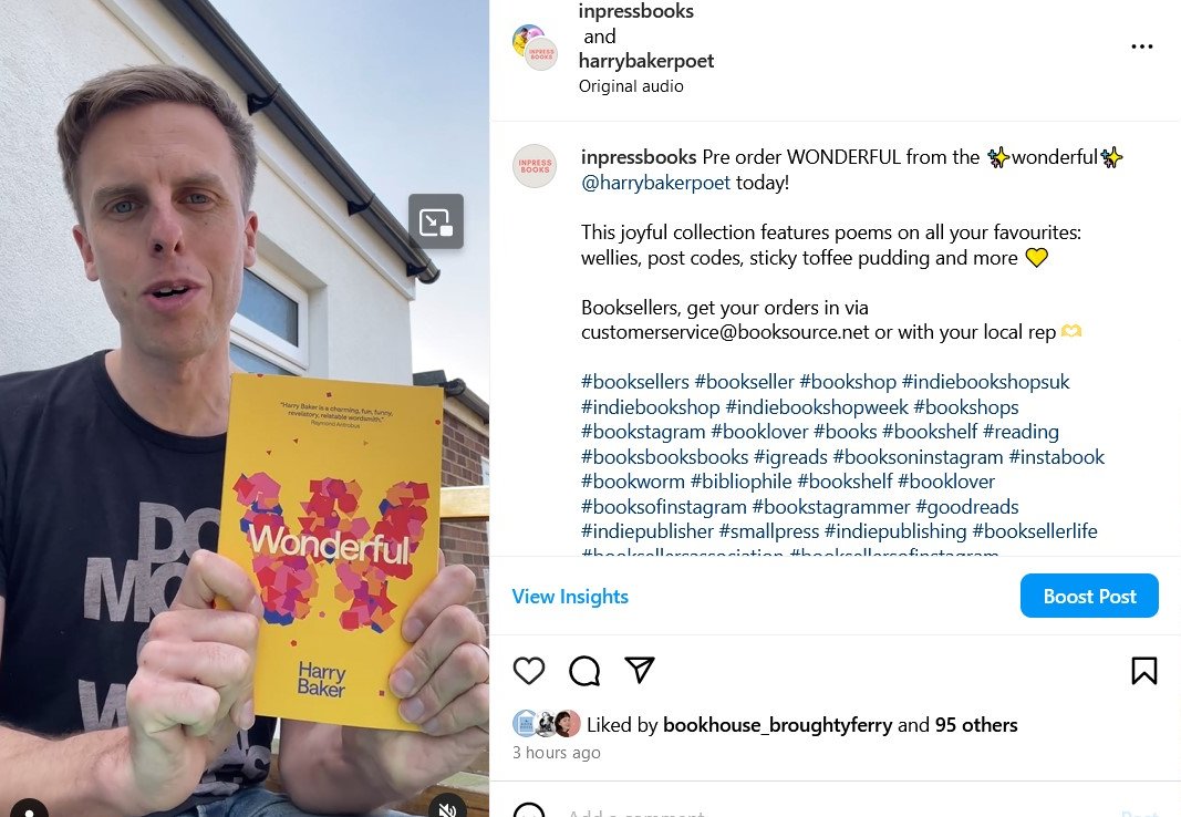 We invited the fabulous @harrybakerpoet to chat about his joyous new poetry collection on Instagram - Wonderful is out next week 📙📚 Booksellers, get your orders in - you don't want to miss this one! instagram.com/p/C6gPvMML3vK/