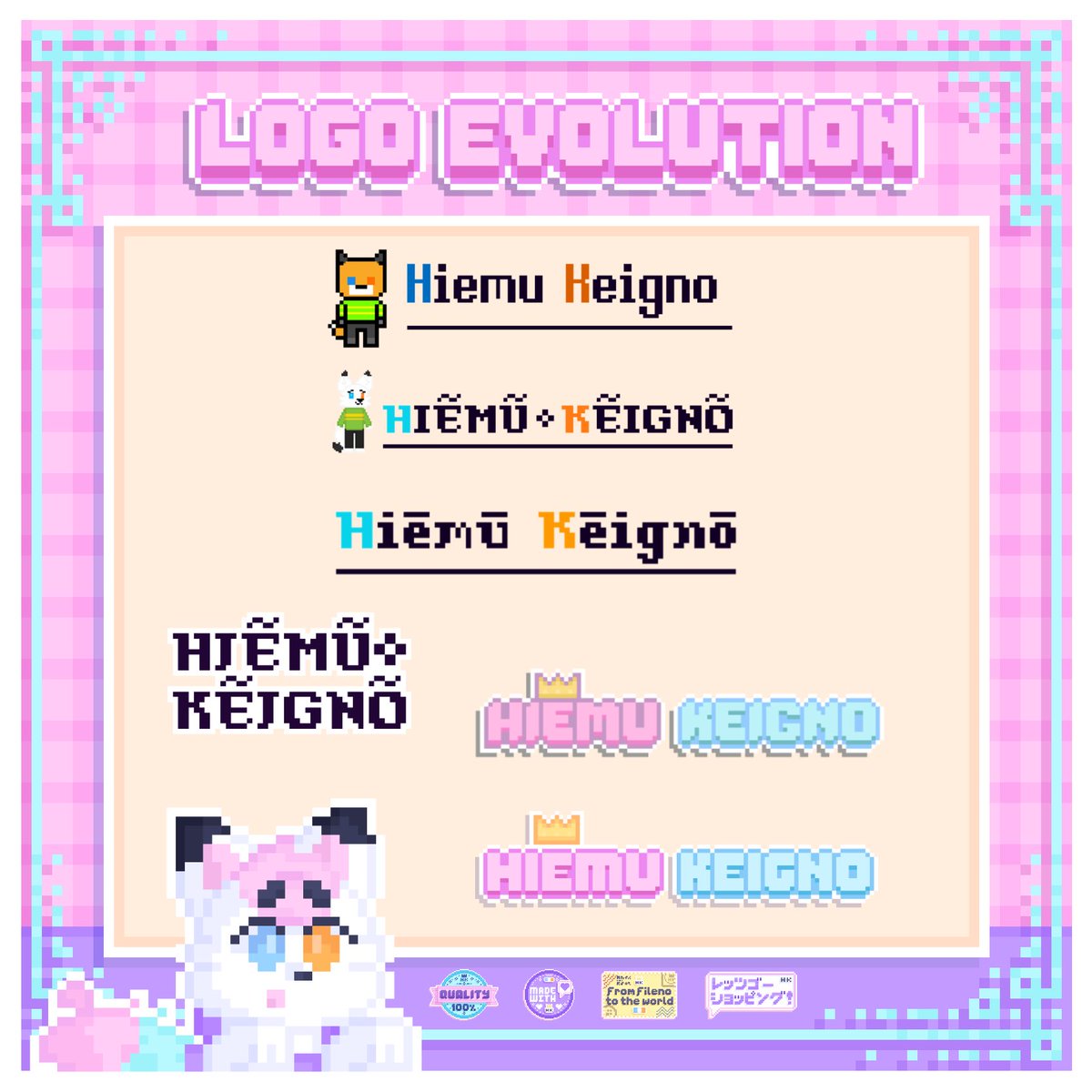 🌸💖 Evolution of my logo since its creation in 2022 :’’DDD 🦊🌈

Thank y’all very much for allowing me to continue here, u always motivate me to improve my work, definitely for me it’s da best job in da world, thamk chu! 🫂💖

#pixelart #ドット絵 #ケモノ #イラスト #illustration