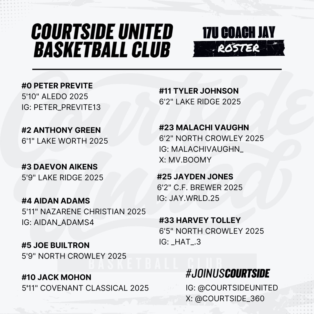 #CourtsideUnited 17u @PHCircuit Mayhem in the Plex #joinuscourtside 

🏀 #PHMayheminthePlex 
🗓 May 3-5
📍 Lake Dallas High School
📺 @BallerTV