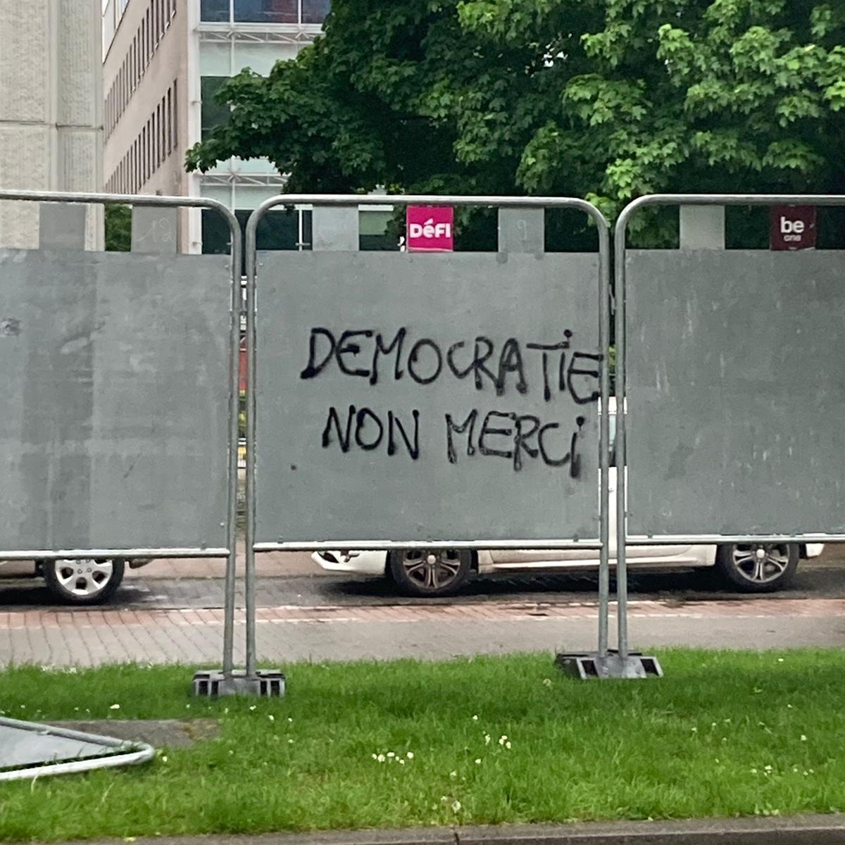 Brussels, no place for democracy. Our final word this week is to point out a rather appropriate piece of Brussels' graffiti. We don't think VDL was donning a balaclava to paint this, but it may as well be the official EU line!