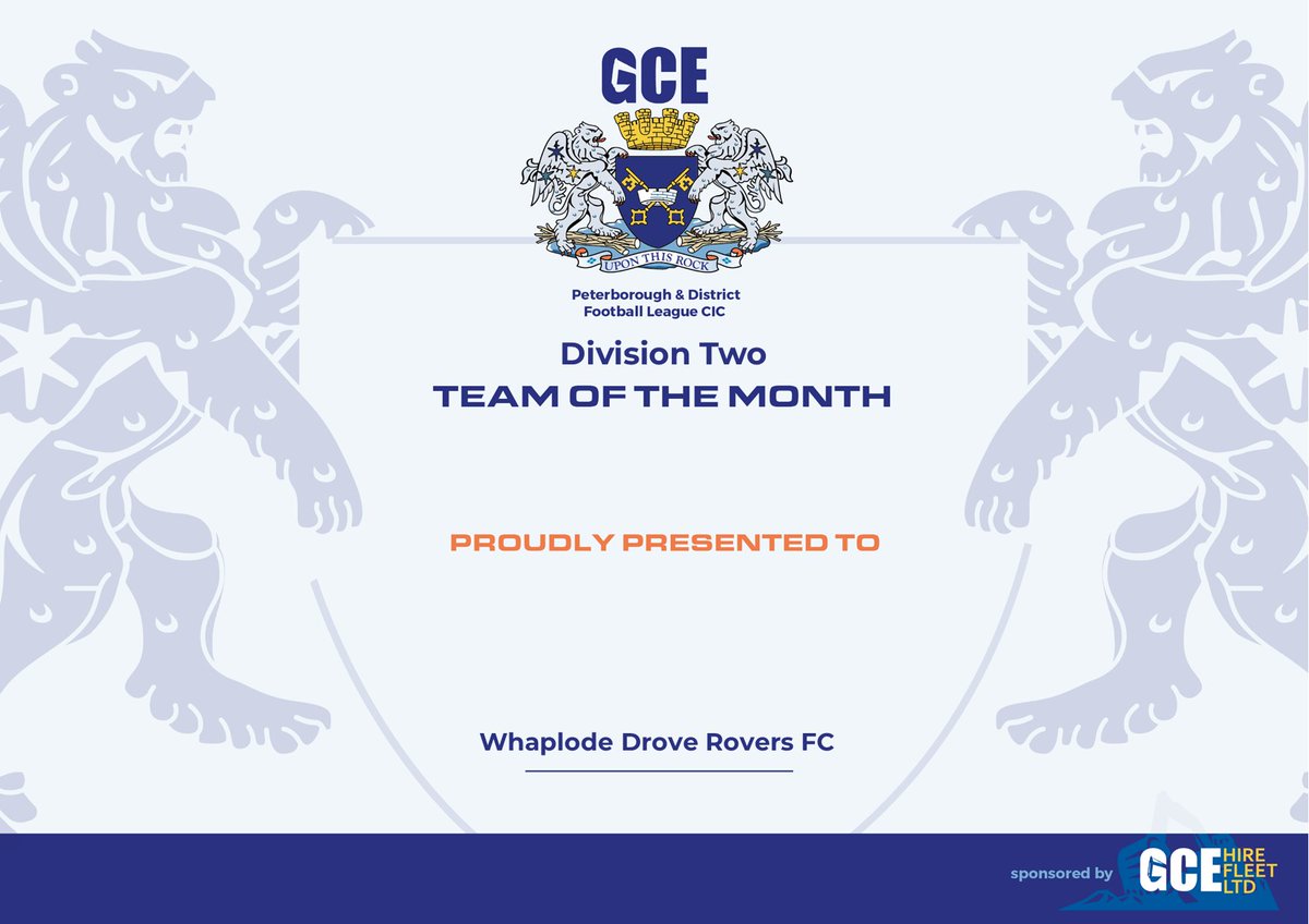 🏆April 2024 Monthly Awards @GCEHireFleet🏆

Next up is our Division Two team of the month award which goes to @WDRoversFC 🥳👏
