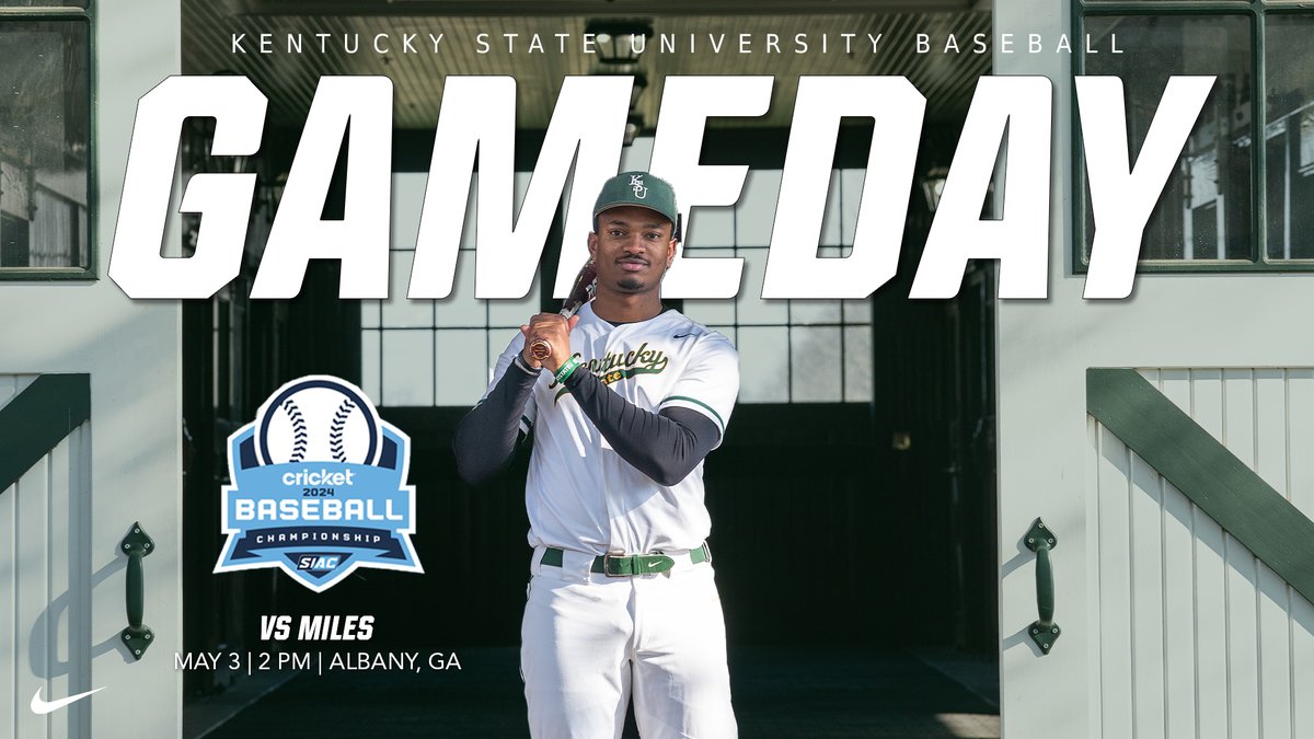 BSB: Kentucky State baseball enters their second game of the 2024 SIAC Baseball Championship to Miles today at 2 p.m., you can follow the game live at rebrand.ly/ug76shf . #KSUBSB