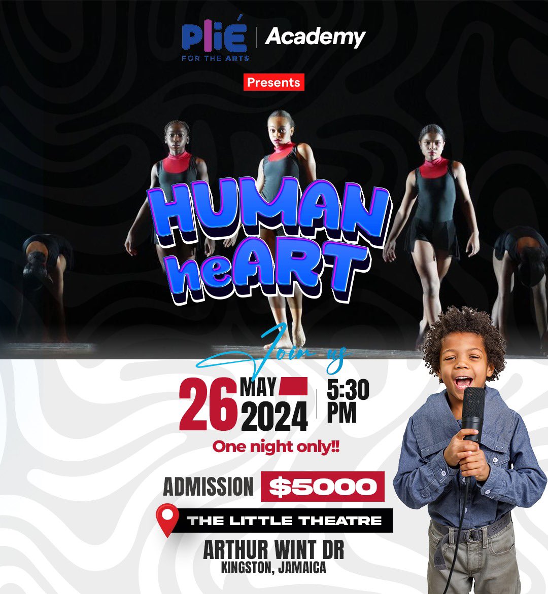 ONE NIGHT ONLY with some of the most talented children in Jamaica!! Email us for your tickets at: plieforthearts@gmail.com