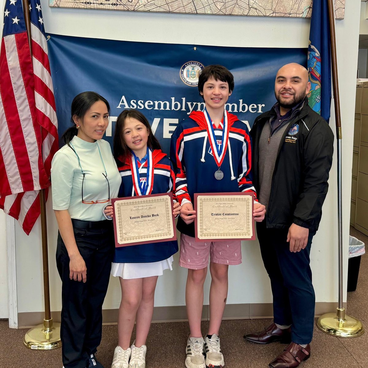 Congrats to NYSEF Snowsports athletes Lauren & Tristan who came by our #Maspeth office to celebrate their hard earned medals!