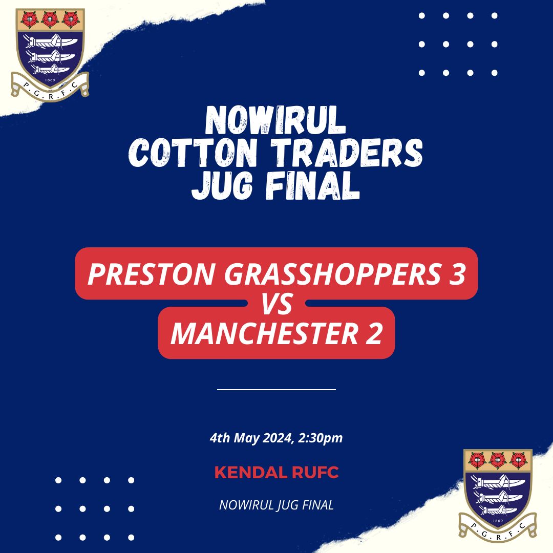 It's a huge day for the 3rd XV tomorrow as they head to Kendal to take on Manchester 2 in the NOWIRUL Cotton Traders Jug Final, kick off 2:30pm. We'll have team news and a preview available in the morning. #UpTheHoppers #WeArePreston