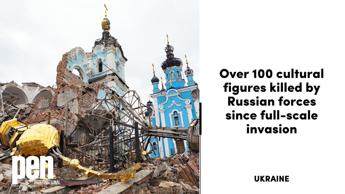 PenUkraine's tweet photo. Over 100 cultural figures have been killed by Russian forces since the full-scale invasion, though the actual figures are likely higher. PEN International has shared our report on cultural losses.

Read more: https://t.co/VX0hymFpfJ https://t.co/dtQdWJI9QH