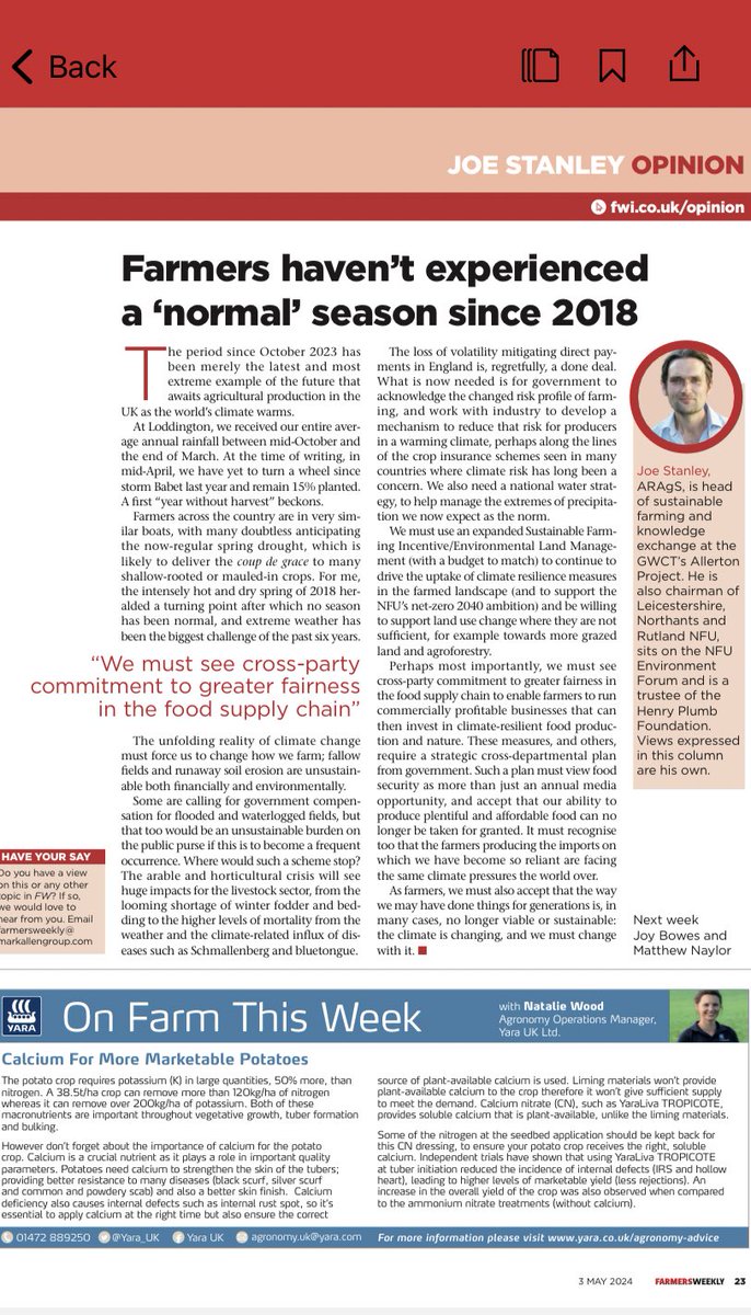 The last 6 years demonstrate that we must do more to build resilience into farming & our food supply. Farmers currently carry all the risk & the status quo can’t hold; my latest piece for @FarmersWeekly.