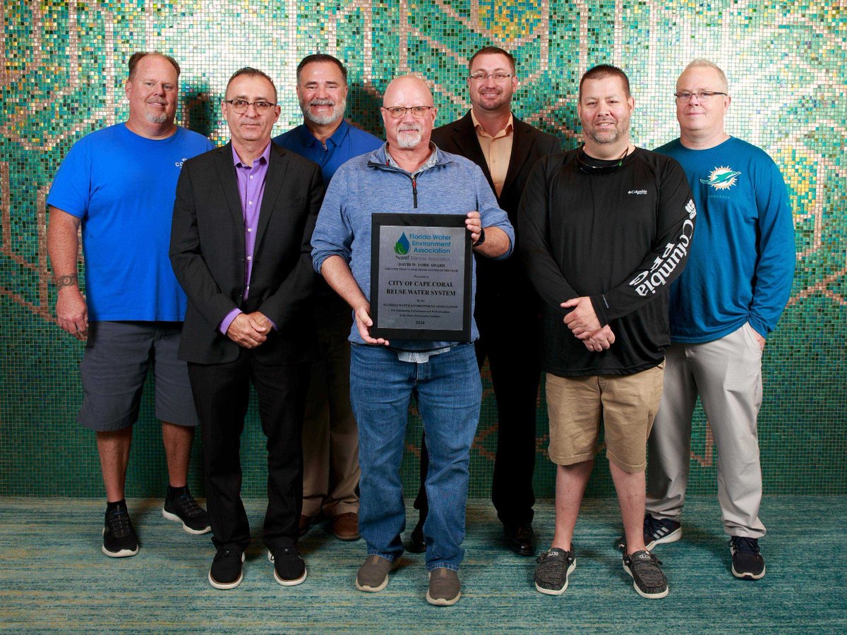 🏆 Cape Coral Utilities was awarded 2 David W. York Reuse Awards by the FWEA for outstanding water reuse programs! Recognized for Reuse System of the Year and Reuse Project of the Year. 🌊♻️ #WaterReuse #Sustainability 🏅