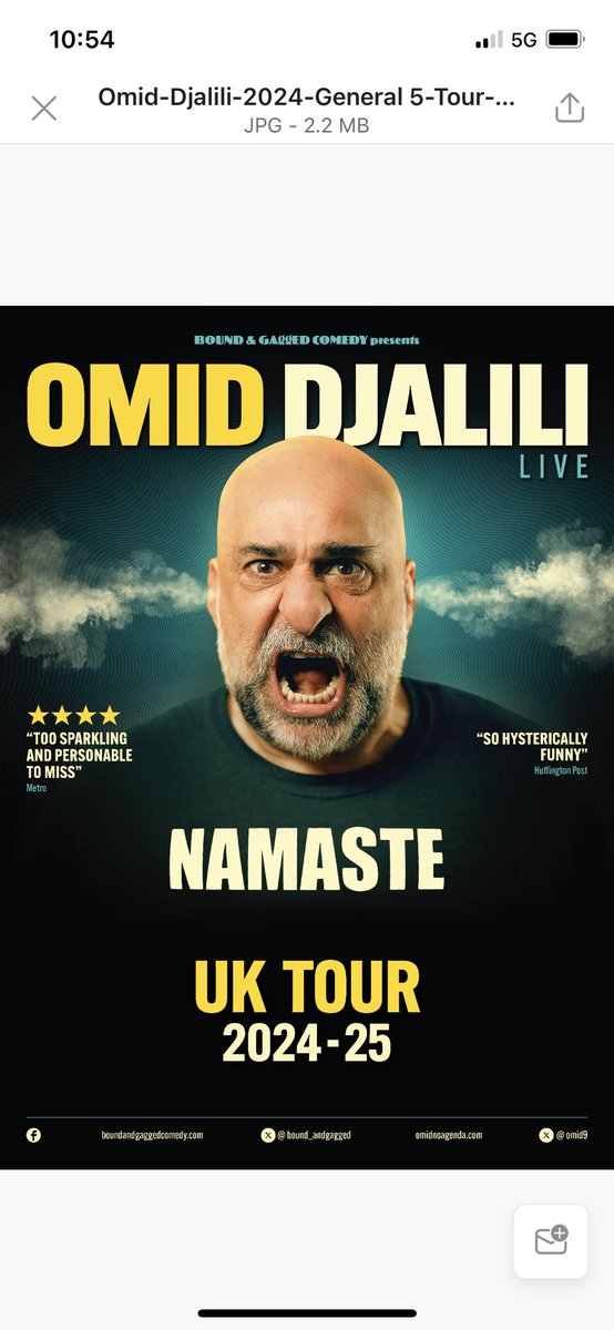 Bound and Gagged presents Omid Djalili Namaste The Persian Comedy Powerhouse performs his critically acclaimed new show NAMASTE, where he releases a torrent of comedic vitriol upon the current state of this messed up planet! Tickets at assemblyhalltheatre.co.uk/whats-on/omid-… #omiddjalili