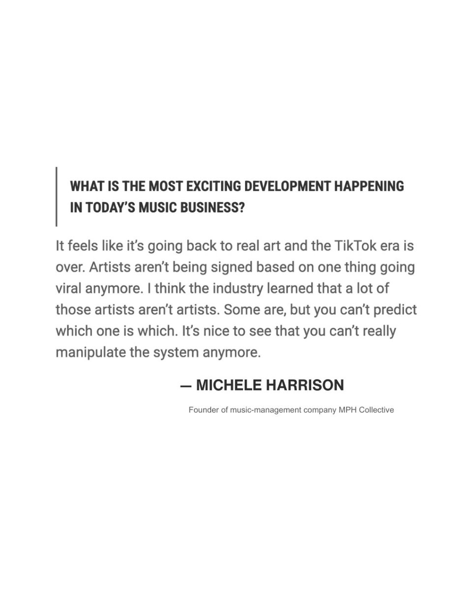 Good news for artists with a music-first mindset!

(Full interview at musicbusinessworldwide.com/the-tiktok-era…)