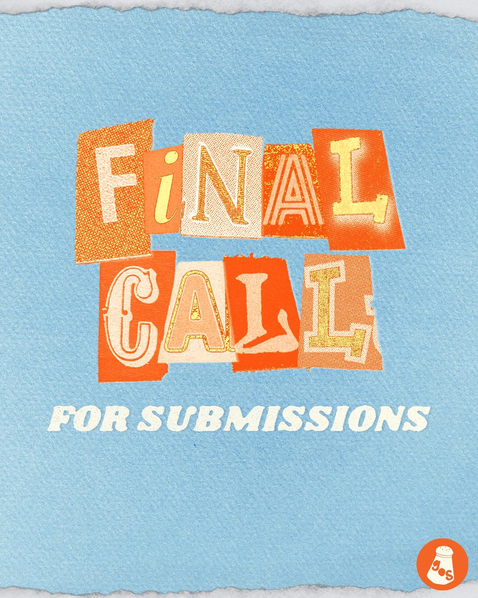 this is your final chance to get your work published with grain of salt mag!

visual art, creative writing, articles and much much more are welcome to be submitted!

review our submissions guidelines at grainofsaltmag.com/submit
