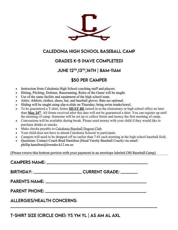 Summer camp info: