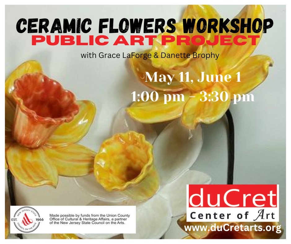 #art #artcenter #ducret #workshop #publicart #ceramics #clay #pottery #flowers #fun #creative #arteducation #thingstodo #skill #plainfieldnj