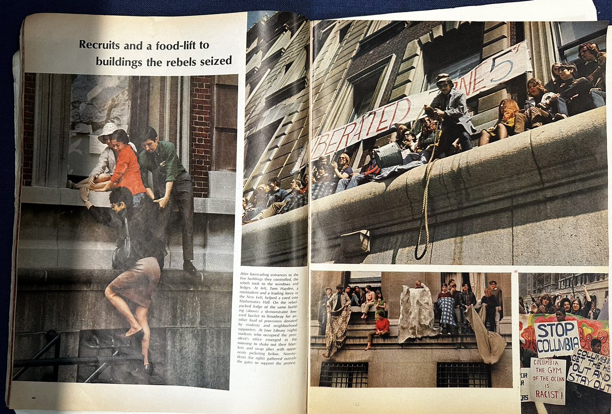 From LIFE Mag May 1968: Mutiny at a Great University. One line reads, “In the end the rebellion caused two kinds of casualties at Columbia… wounds suffered by those who were caught up in it and the scars inflicted upon the prestige and spirit of a great institution of learning.”