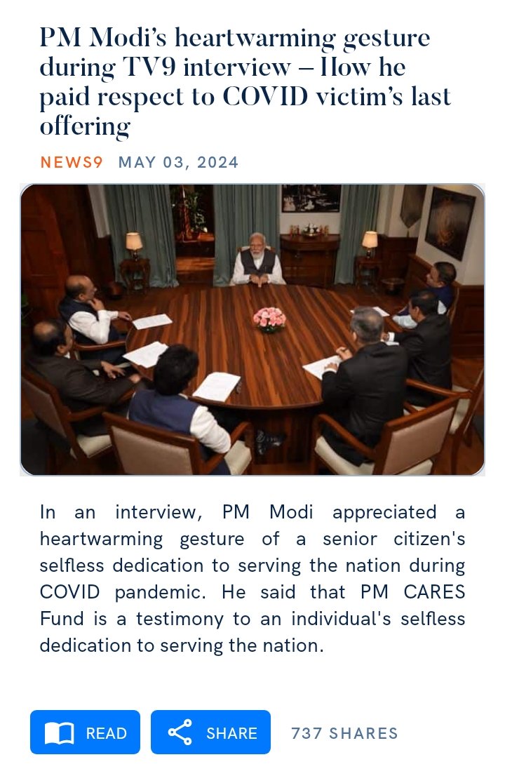 #PMModiOnTV9 #PMCaresFund PM Modi’s heartwarming gesture during TV9 interview – How he paid respect to COVID victim’s last offering news9live.com/india/pm-modis…