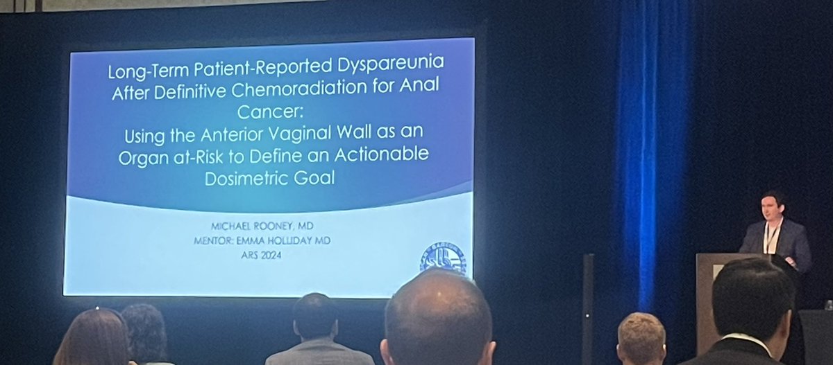 Amazing discussion of anterior vaginal wall dose as it relates to dyspareunia in patients treated for anal cancer with CRT by <a href="/MichaelRooney67/">Michael Rooney</a> <a href="/MDAndersonNews/">MD Anderson Cancer Center</a>! Using this structure as an organ at risk can help to better delineate clinical goals to improve toxicity <a href="/RadiumSociety/">Amer. Radium Society</a>