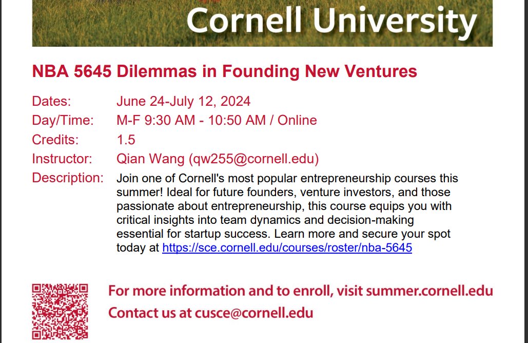 know a high school / college student interested in entrepreneurship? this summer, my Ph.D student @qianwang37 is teaching a 3-week, online version of the course he has TAed for me. it meets in the morning, so you can do it whether you're in California or China. also, you…