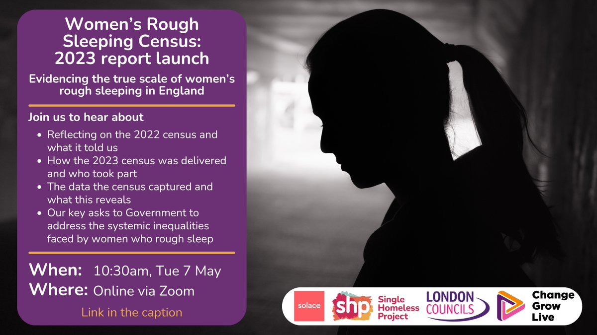 Don't miss our webinar TODAY unveiling the crucial findings of the 2023 Women's Rough Sleeping #Census. We’ll be sharing results and findings of the census, and our recommendations to #Government. RSVP today: bit.ly/3Uqt591