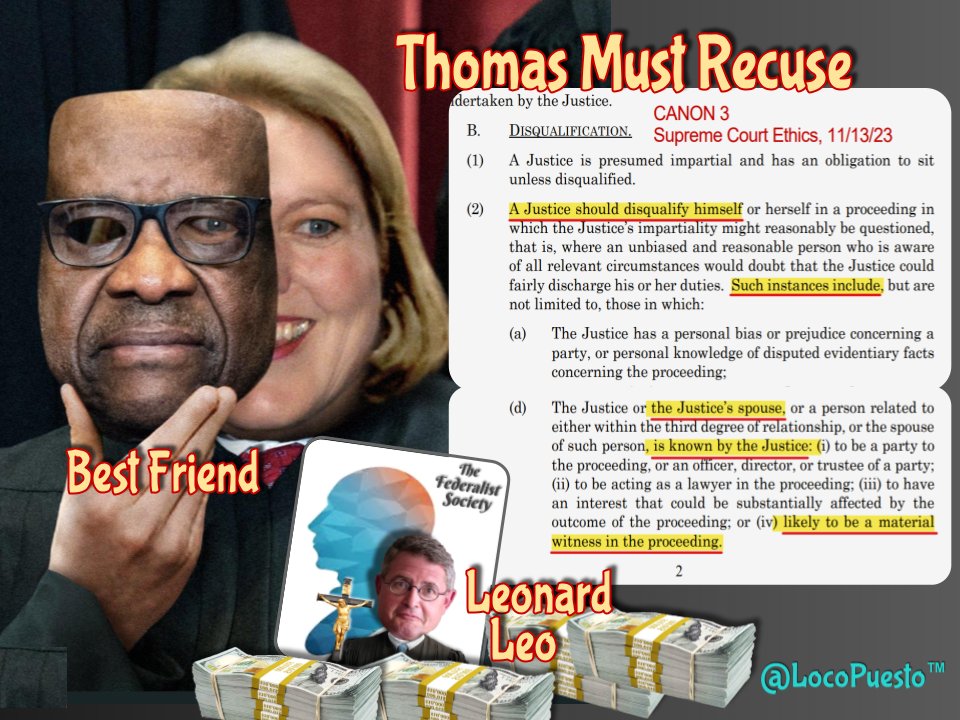 #SCOTUSAreShamelessPartisans #ExpandSCOTUS #SCOTUSTermLimits #SCOTUSStench #LeonardLeo #DarkMoney #OpusDei #FederalistSocietyBrothel #L4GG #PeopleOfPraise #CrowesWhores #ResignSamuelAlitoAndThomas #KOCHSuckers #GinnihomasSeditiousConspirators
#ImpeachGorsuchBarrettAndKavanaugh