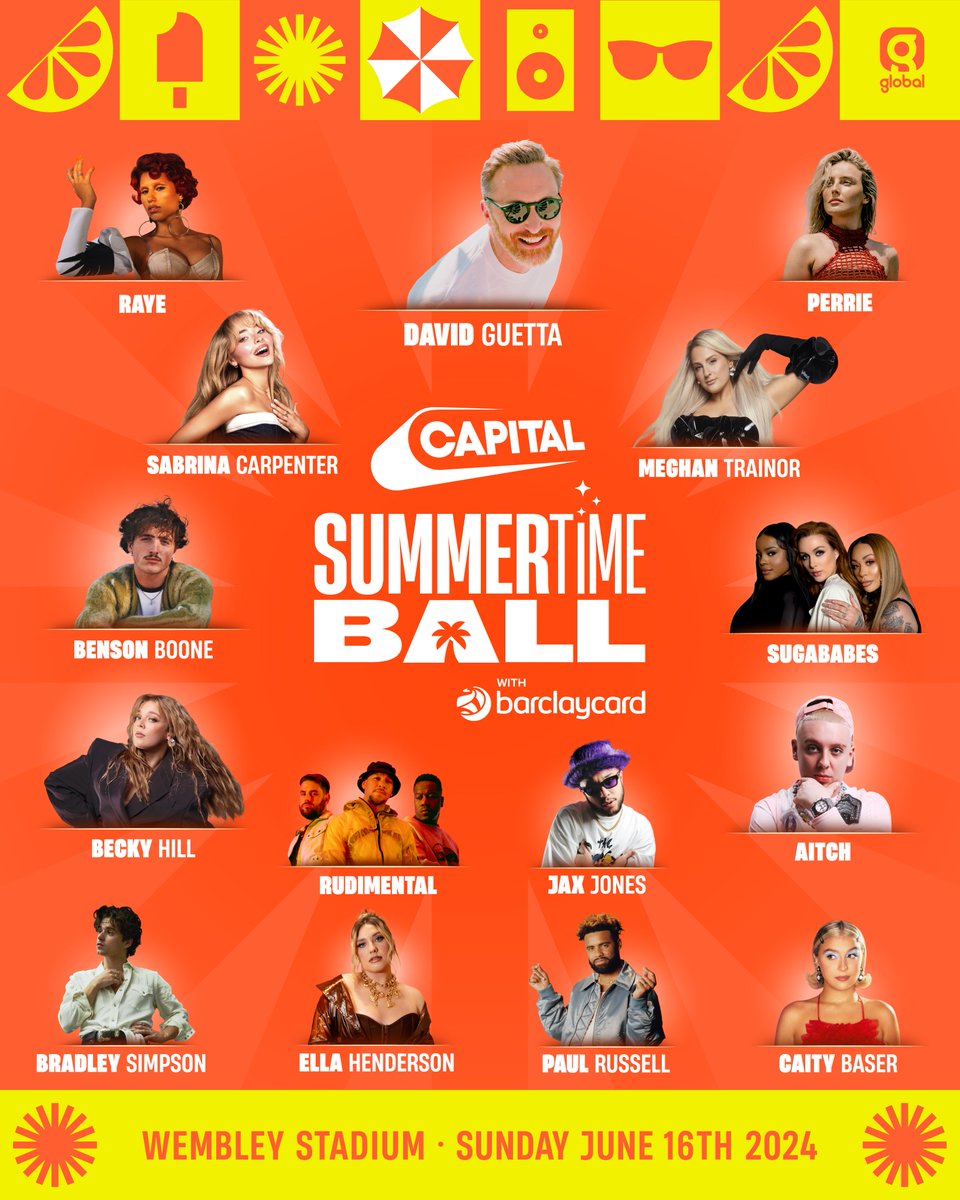 See all your faves performing LIVE at Wembley Stadium for #CapitalSTB, including @raye, @SabrinaAnnLynn, @davidguetta and soo many more - grab your tickets now via @globalplayer, the official Capital app ☀️ @Barclaycard #ad