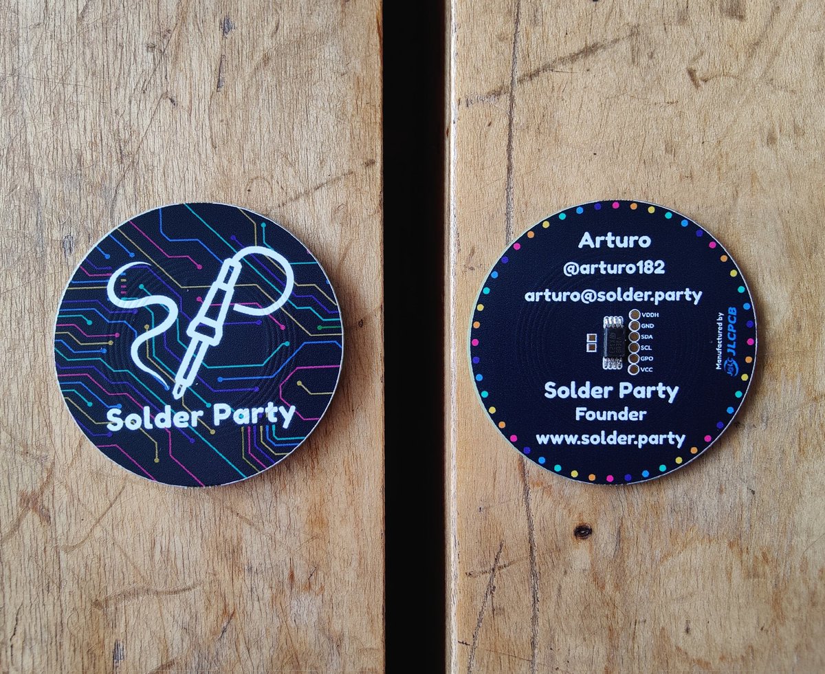 I have some NFC-enabled full color PCB (made by @JLCPCB) business c̵a̵r̵d̵s̵ coins with me at #OHS2024 if anyone wants to see them in person 😊