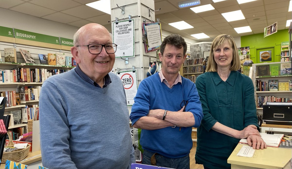 Meet the Friday folks on duty in our Hexham bookshop today Robert, Michael and Ann They thank you for your kind books and music donations today #Oxfam #Hexham #thanks