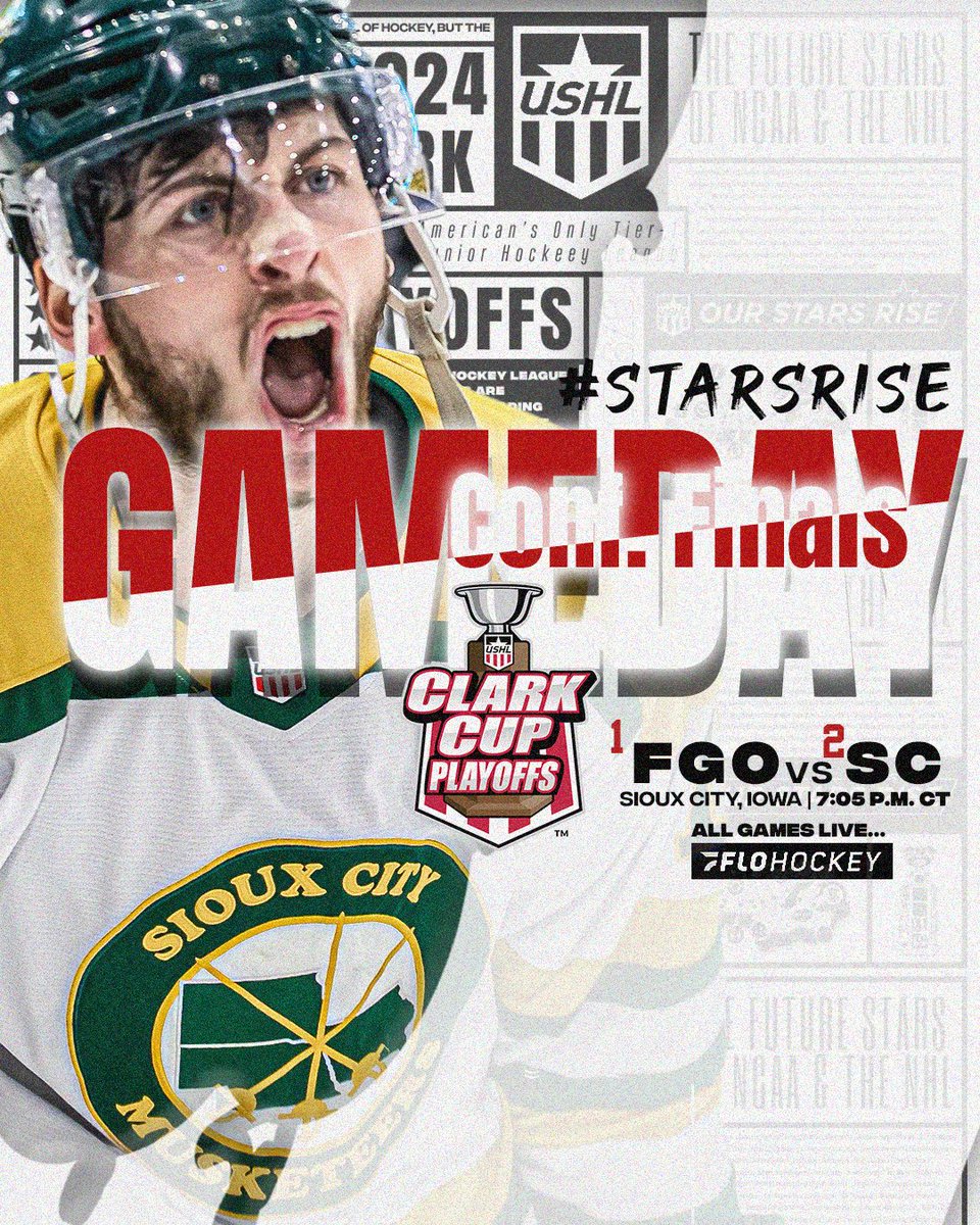 One spot in the Clark Cup Final is up for grabs after the @fightingsaints punched their ticket last night.

Fargo looks to force a game five while Sioux City looks to create an all Iowa final.

📺 tinyurl.com/35tecaa3
🔗 tinyurl.com/3jzh99d8

#StarsRise | #ClarkCupPlayoffs