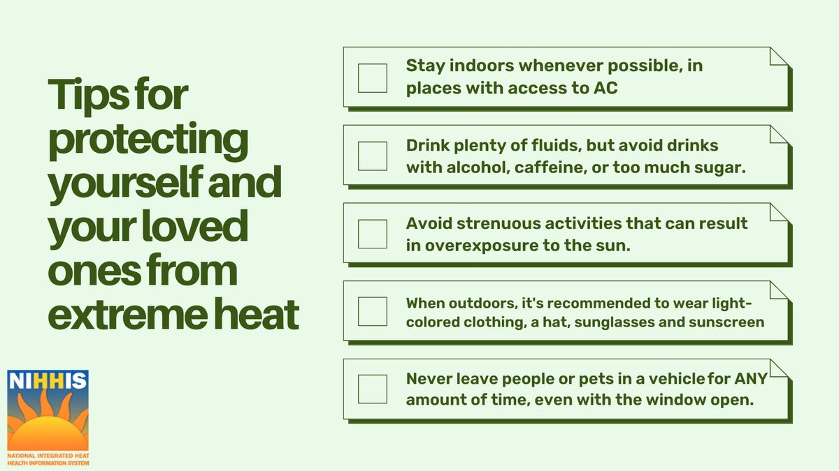 Staying informed can help keep you safe this #summer! Make sure to visit heat.gov for tips to stay safe before and during heat events, and to access guides and resources for keeping your community cool. #NIHHIS #HeatSafety