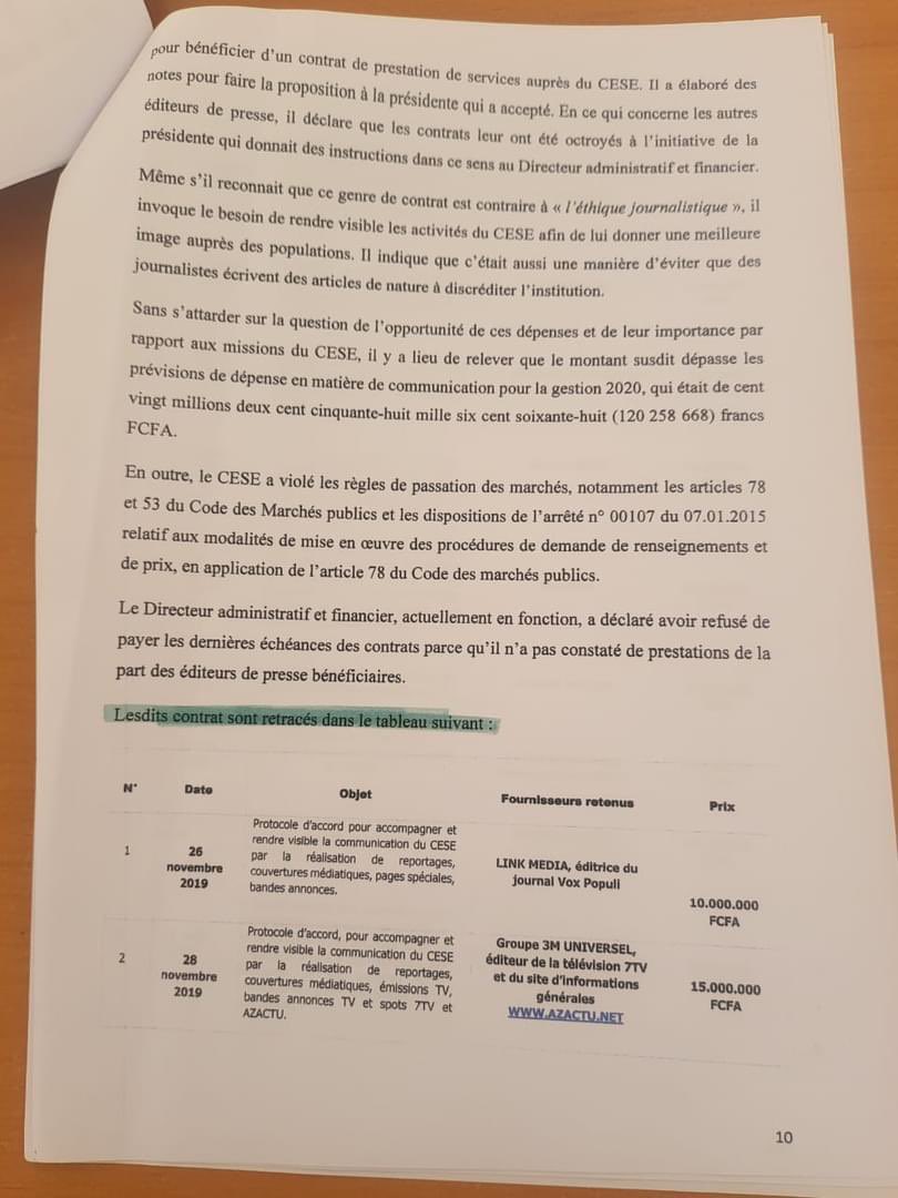 Rapport IGE sur la gestion de Aminata Touré : « Une somme de 2.136. 548.819 FCFA a été budgétisée et dépensée vers des destinations inconnues », peut-on lire dans le rapport.