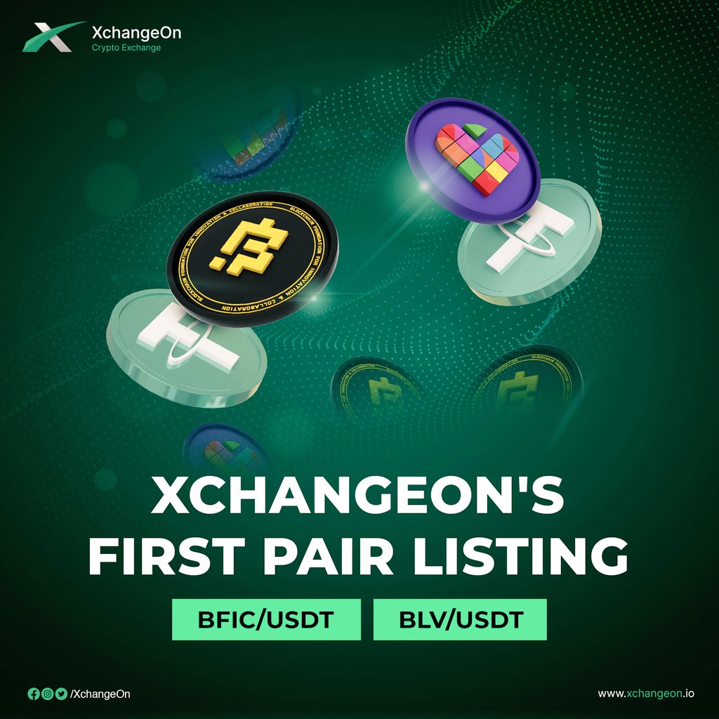 Xchangeon introduces its first pairings: BFIC/USDT and BLV/USDT