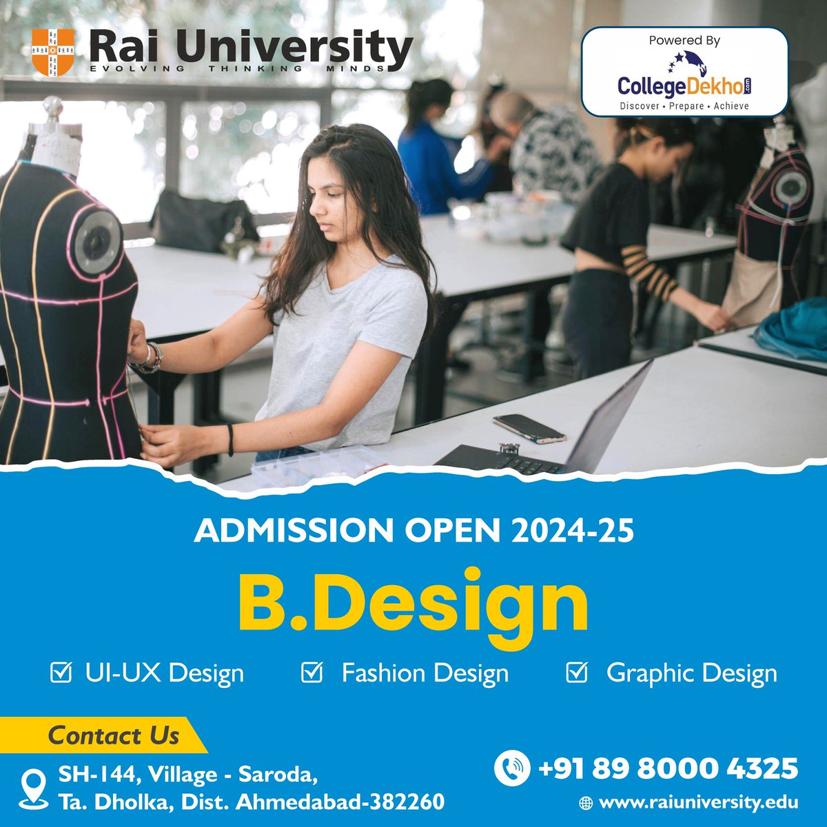 Unlock your creativity and shape the future of design! Join us for an exciting journey at Rai University. #DesignYourFuture #AdmissionOpen #RaiUniversity #RUAhmedabad