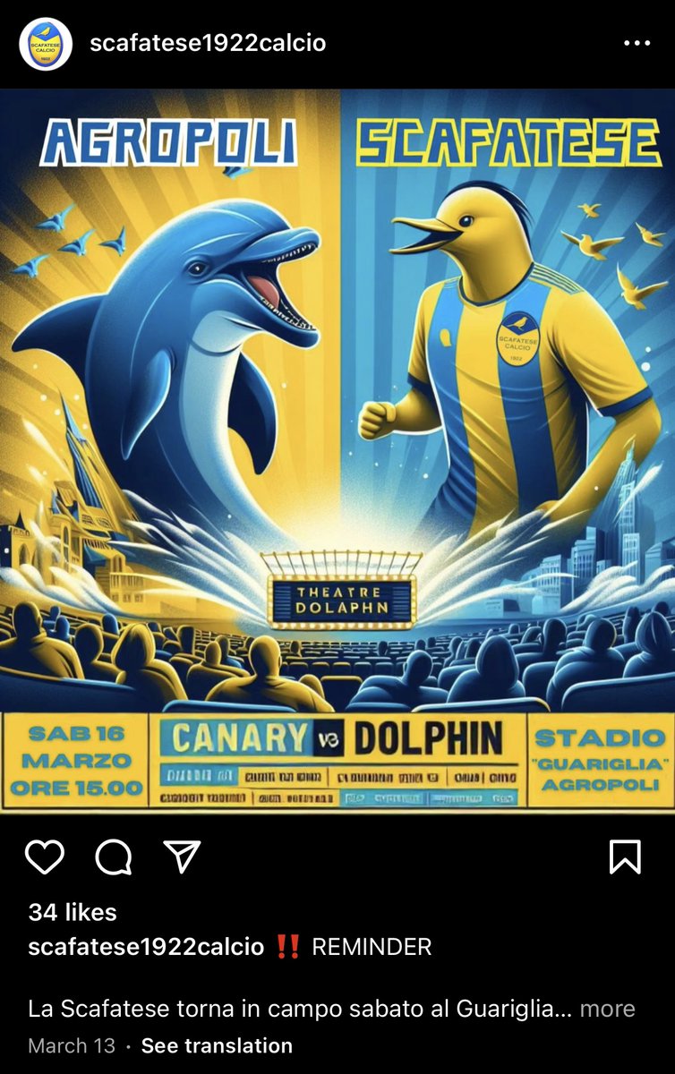 I follow the semi-pro team from the tiny Italian town my Dad's side emigrated from, and they're always posting these insane AI-generated images, it's hilarious.