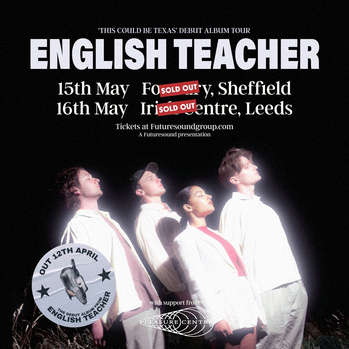 Alt/art rock quintet from the North Yorkshire coast, @pleasurecentre_ join @Englishteac_her on both of their SOLD OUT dates at @Foundrysu Sheffield & @LdsIrishCentre this May!