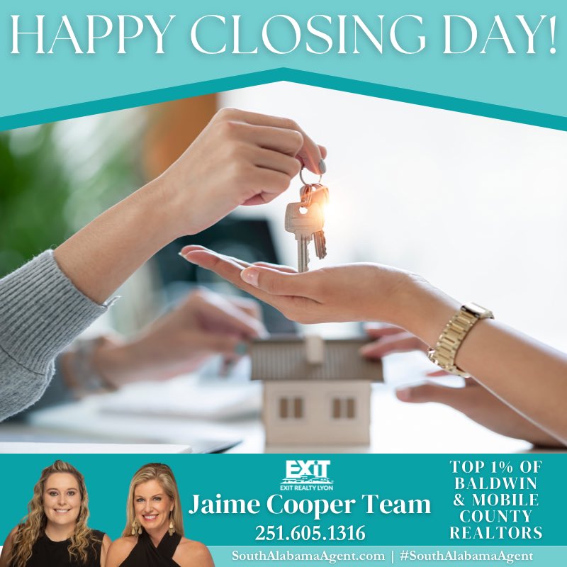 Congratulations to Luisa on her new Daphne home!🔑

Jaime Cooper Team📲 251.605.1316
#Realtor #SouthAlabamaAgent #EXITRealtyLyon #BaldwinCounty #ListWithJaime #BuyWithJaime #BaldwinRealtors #EasternShoreSpecialist #JaimeCooperTeam #realestate #daphne #daphnealabama #sold #closed