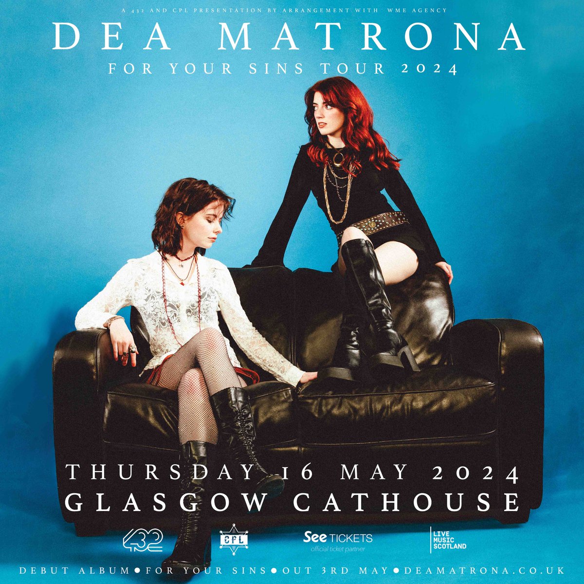 THIS MONTH! Fast-rising Belfast Rock 'n' Roll outfit @DeaMatronaBand head to Glasgow's legendary @CathouseGlasgow on Thu 16 May in support of their much-anticipated debut album For Your Sins 🤘 Final tickets on sale NOW ➡bit.ly/3w40gqC