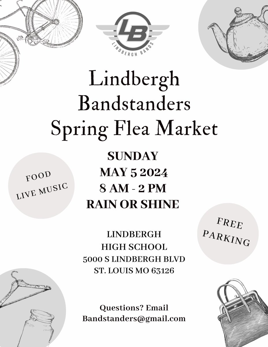This weekend make sure to swing by the BANDSTANDERS FLEA MARKET to support the LHS Band program! @LindberghBand #fleamarket #stl #saintlouis