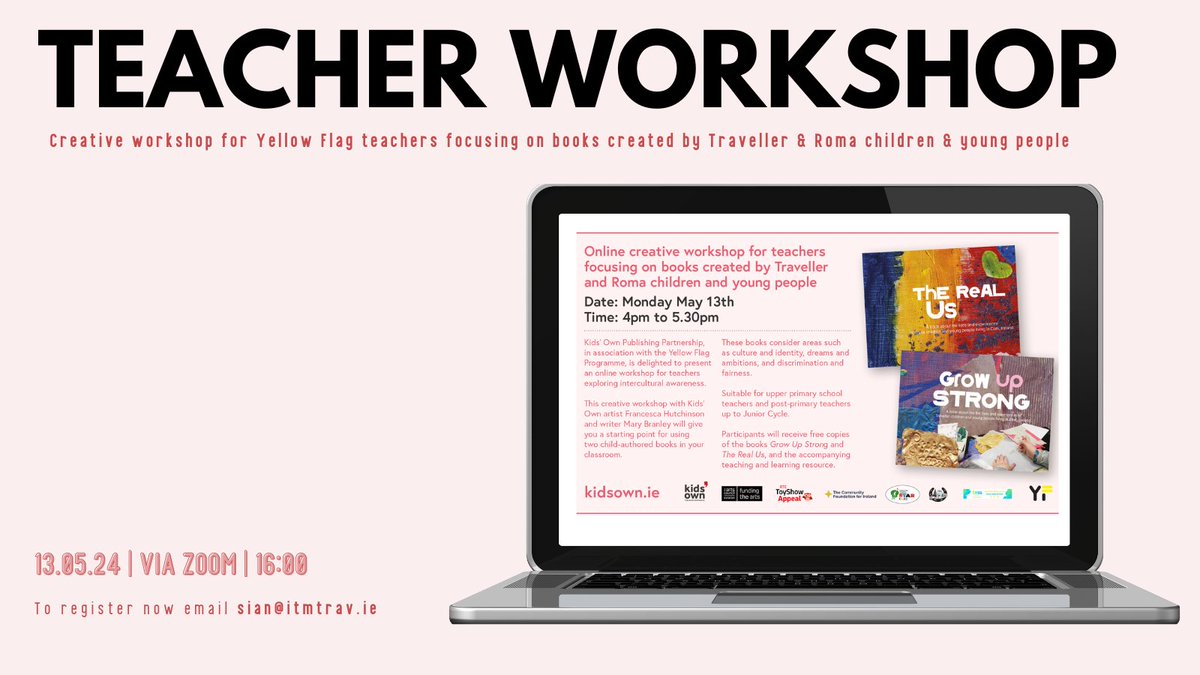 Calling all teachers in Yellow Flag schools 📢 Register for our upcoming workshop where we're focusing on two books authored by Roma & Traveller children and young people 📅 Monday 13th May 🕓16:00 📍 Online via Zoom 📨 Email sian@itmtrav.ie to register