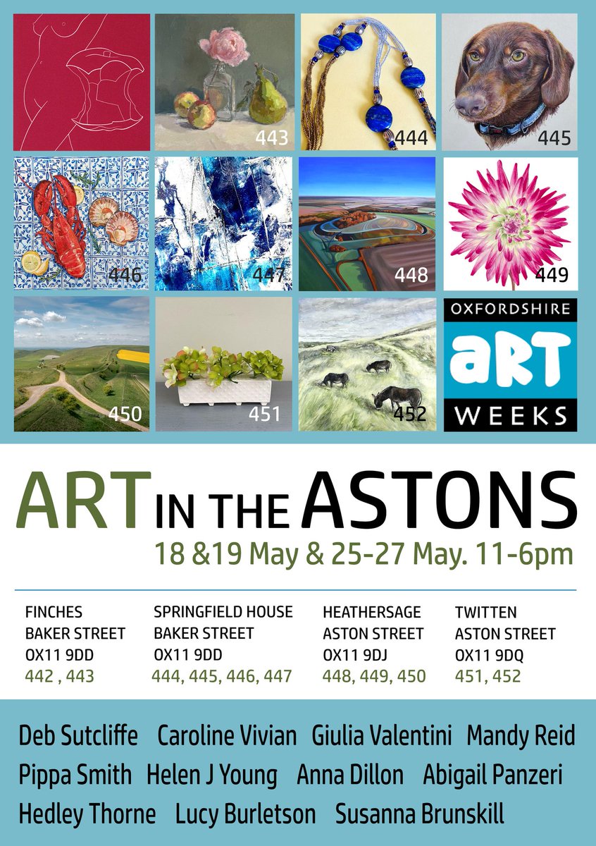 Do come and join @Anna_Dillon and myself for Oxfordshire Artweeks at her lovely garden studio. Also, I will be selling some of my framed pictures at a heavily reduced price! Dates below...