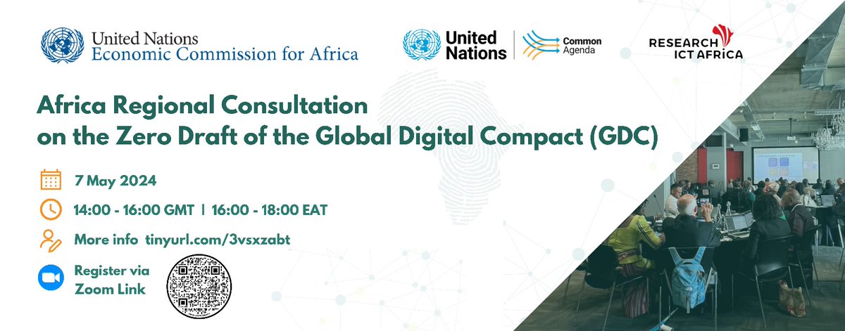 📢Exciting News! 👥Join us on May 7th for a pivotal webinar discussing the Global Digital Compact, paving the way for a collaborative digital future. Hosted by UNECA & RIA, we'll dive into how this initiative accelerates UN SDGs & aligns with Africa. 🔗Tinyurl.com/3vsxzabt