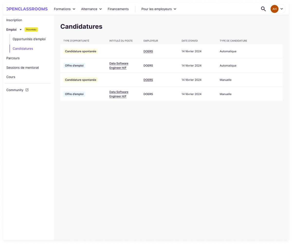 Mathieu Nebra (@m_nebra) on Twitter photo Trop de nouveautés sur <a href="/OpenClassrooms/">OpenClassrooms</a> en ce moment ! En voici une avant que vous ne partiez en weekend :
🤝 Vous pouvez désormais retrouver toutes les candidatures d'alternance que vous avez envoyées sur la section Emploi Trop de nouveautés sur <a href="/OpenClassrooms/">OpenClassrooms</a> en ce moment ! En voici une avant que vous ne partiez en weekend :
🤝 Vous pouvez désormais retrouver toutes les candidatures d'alternance que vous avez envoyées sur la section Emploi