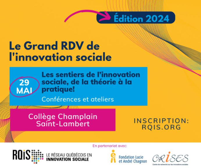 🚀 Joignez-nous pour le Grand Rendez-vous de l'Innovation Sociale 2024 ! 🗓️ Le 29 mai à Saint-Lambert. Conférence de Juan-Luis Klein, professeur à l'UQAM et membre du CRISES, sur 'Le Sentier des savoirs'. Inscriptions : lnkd.in/d2N258uM