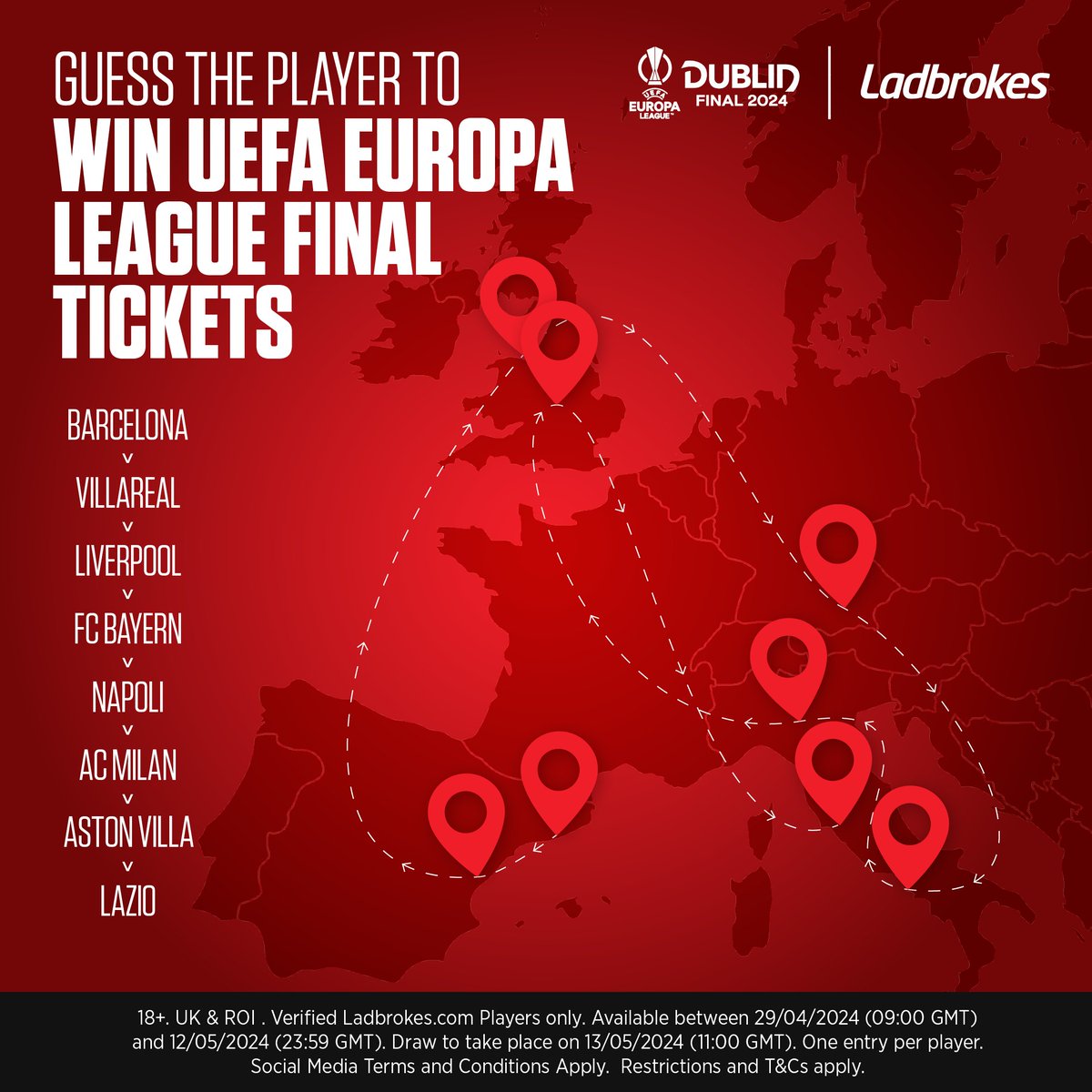 We have a pair of tickets to this year’s UEFA Europa League final in Dublin to giveaway! To be in with a chance of winning figure out who the mystery player is from their career path then... 🔥 FOLLOW @LADBROKES 🔥 LIKE THE POST & COMMENT YOUR ANSWER 🔥 SHARE