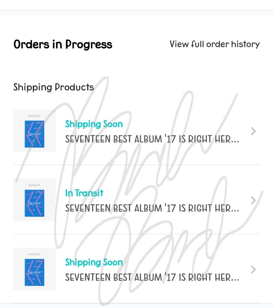 1 OT13 order is already tagged as in transit ♡♡

Orders with regular albums are already tagged as delivered. Still waiting for consol to send photo proof ^^

#bunchies_update