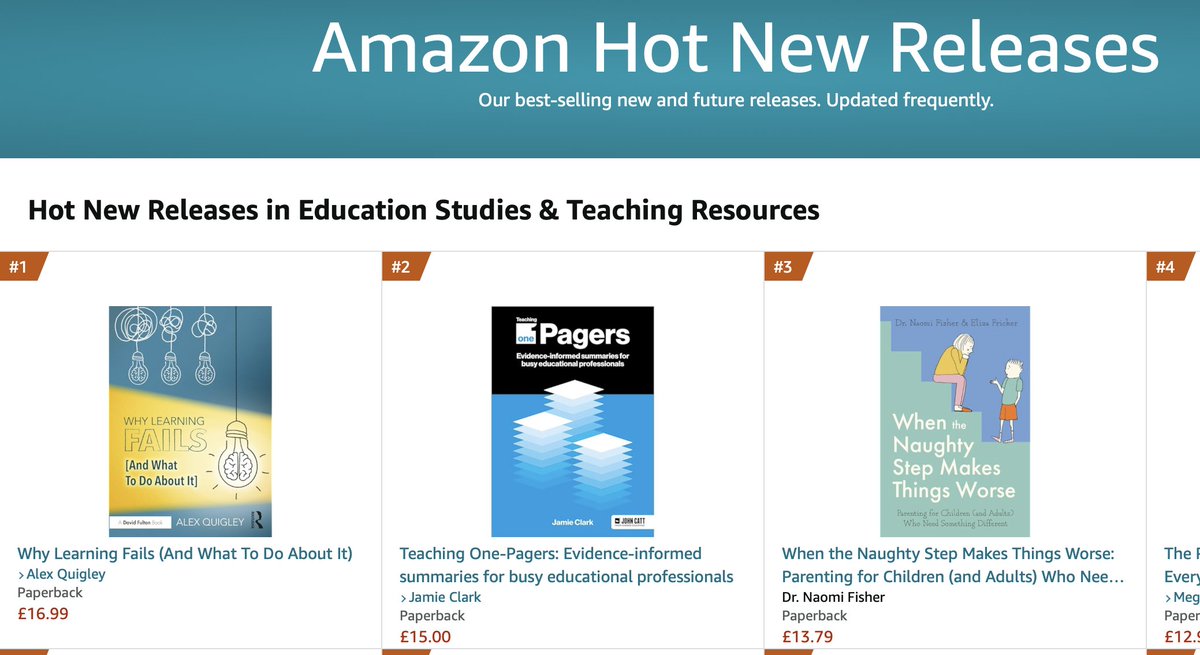 I am excited to see 'Why Learning Fails (And What To Do About It)' is now topping the 'Hot New Release' charts on Amazon! You can pre-order ready for next week here: amazon.co.uk/gp/new-release…