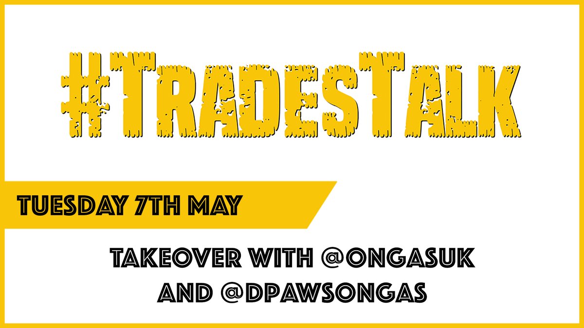 🚨 Important announcement 🚨 Next week's #TradesTalk is a DOUBLE TAKEOVER! Please be your usual lovely selves for @DpawsonGas and @Ongasuk and tune in at 8pm on Tuesday
