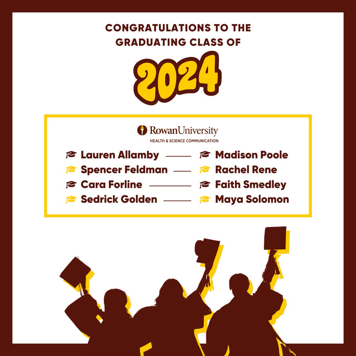 Please join us in congratulating our @RowanUniversity HSC Class of '24! 🎓🦉

We're so proud of our graduates and their incredible achievements. We can't wait to cheer them on as they cross the stage on Monday!