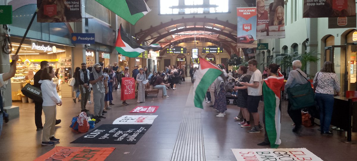 Free Palestine and protest against El bit  in central station Gothenburg. ✊