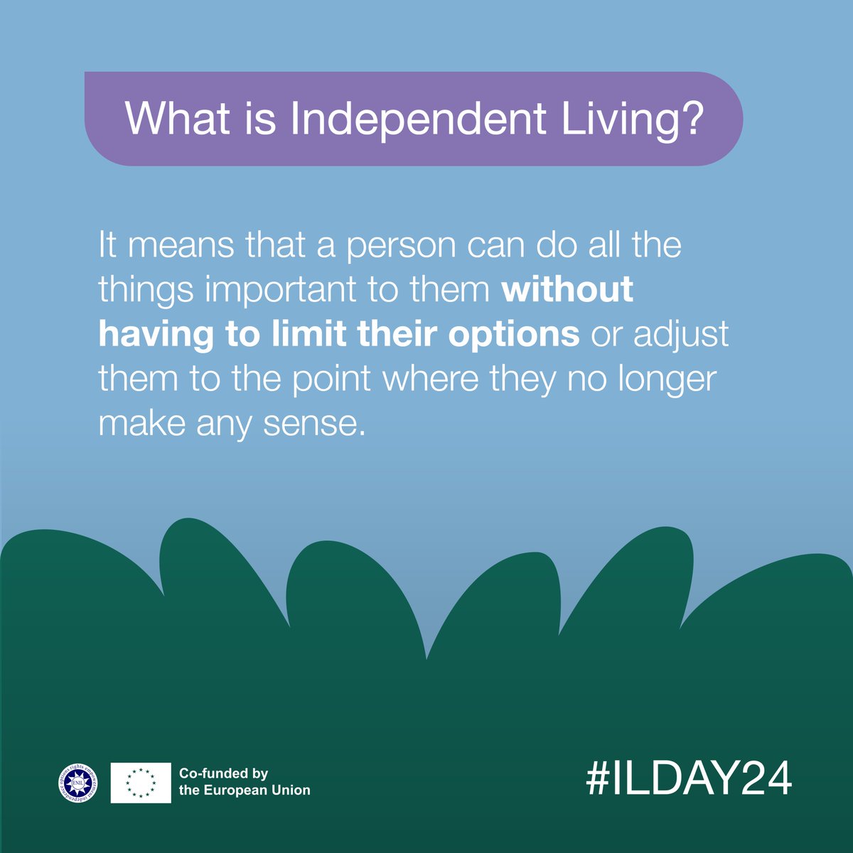 Today is the European Independent Living Day 2024 🇪🇺🥳

What is independent living? 

#ILDay24 #IndependentLiving