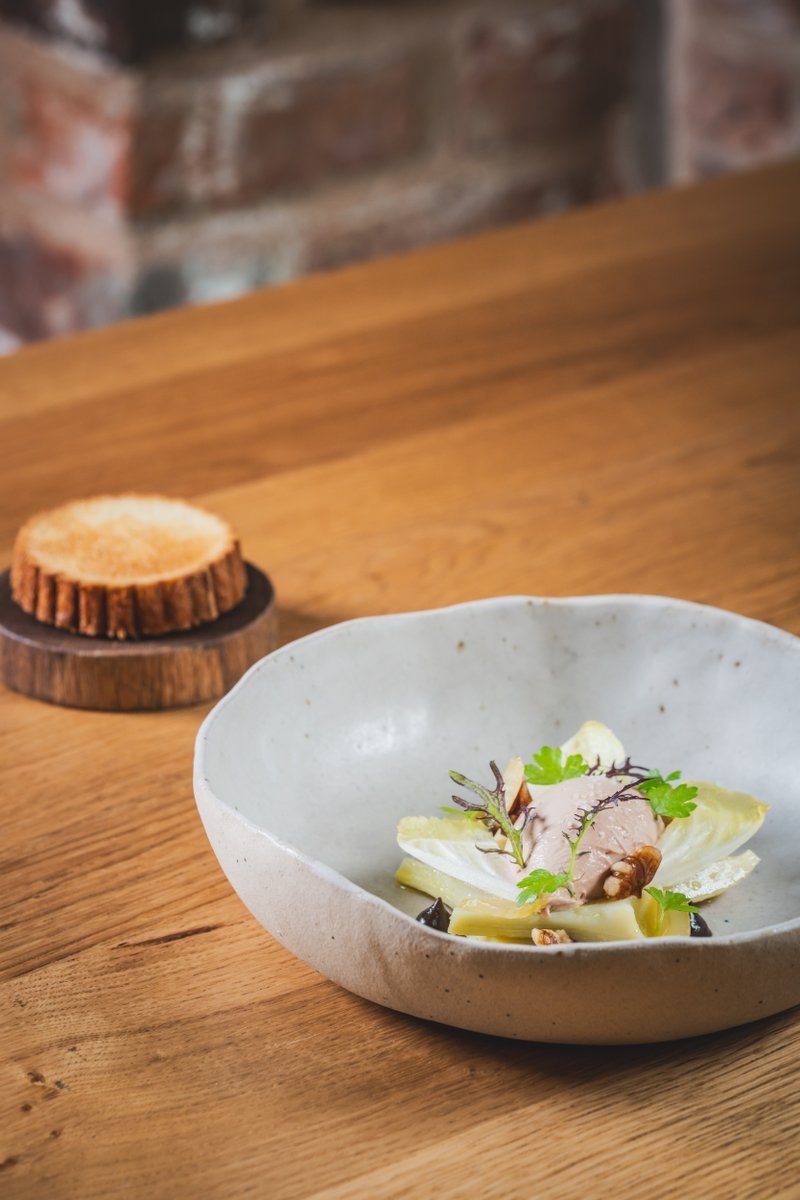 // ON THE MENU // Duck liver parfait, violet artichoke, walnut, celery and toasted brioche... Please follow the link to view sample menus: thebarn.moorhall.com/the-barn/menus #MICHELINGBI24 #OneMICHELINStar24 #markbirchall #neighbourhoodrestaurant