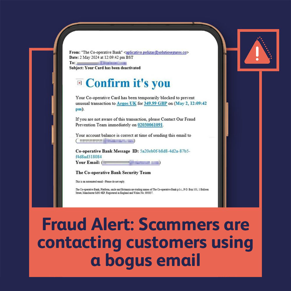 ⚠️ Fraud Alert: Beware, scammers are contacting customers using a bogus email. 

📧 They’ll claim your card has been blocked due to an unusual transaction to Argos. If you receive this message, do not call the number or click on any links. 

@TakeFive (1 of 2)